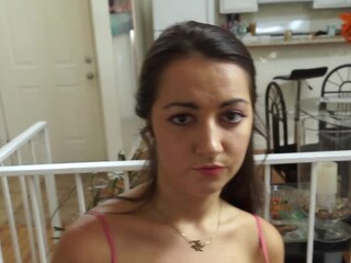 Adorable brunette Lily Adams goes down to polish that big schlong and while sucking it she seductively stares at the camera. Now that appealing cherry needs some drilling and she gets on her back to receive it.