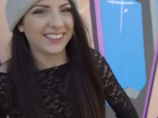 Pretty girl Rebecca Volpetti loves to suck jock on the street and this dude will even pay her if she accedes to be filmed. While blowing that penis she gets so nasty that now dude must fuck her as well.