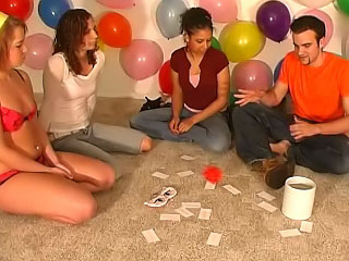 Marvelous girls and guys have amateur funny party
